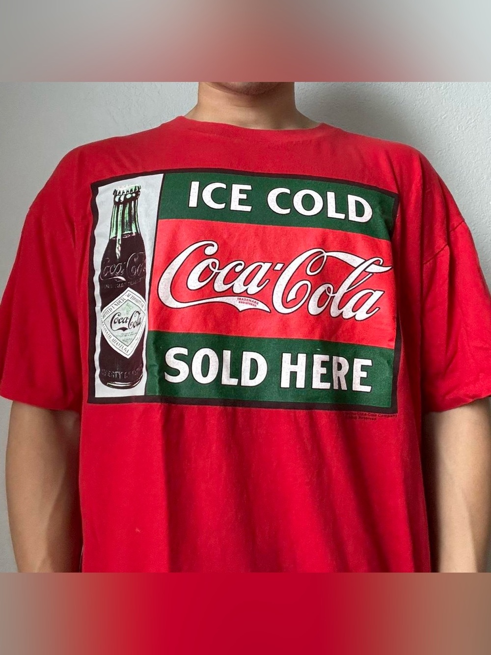 Vintage 1994 Coca Cola Ice Cold Graphics Red Single Stitched Tee Shirt